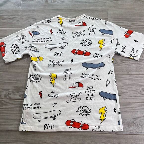 Reserved Eco Aware Short Sleeve Skate Printed White t-shirt Size S/M 100% Cotton - Picture 9 of 9